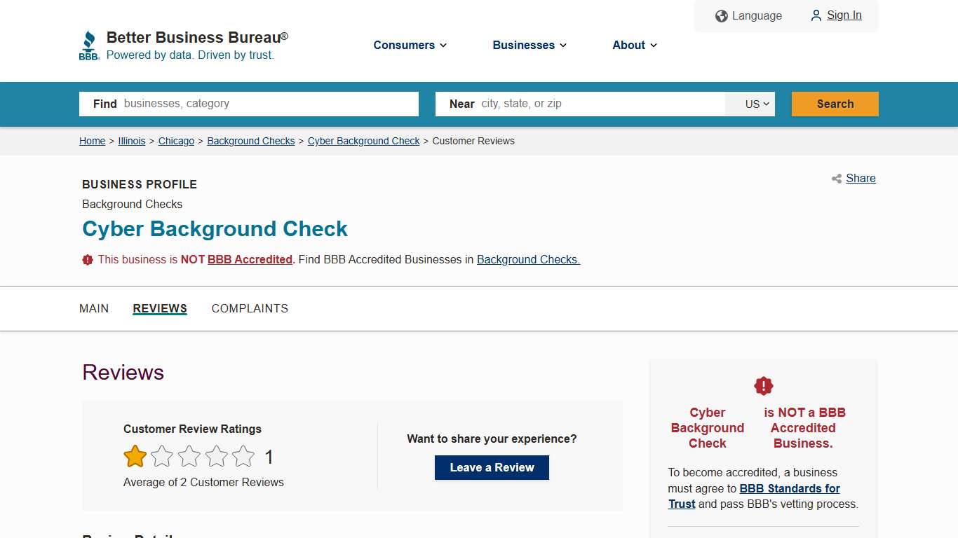 Cyber Background Check BBB Reviews Better Business Bureau